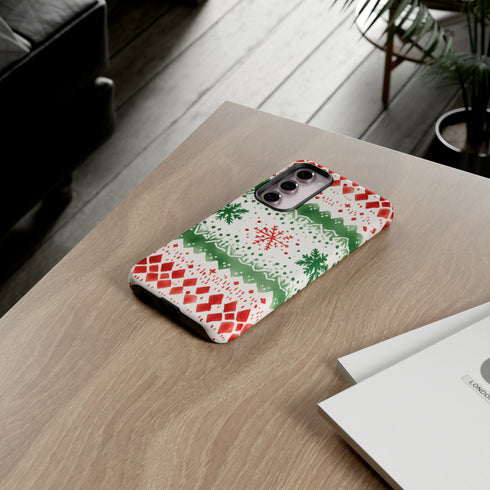 Watercolor Christmas Knitting - Impact Resistant Phone Case